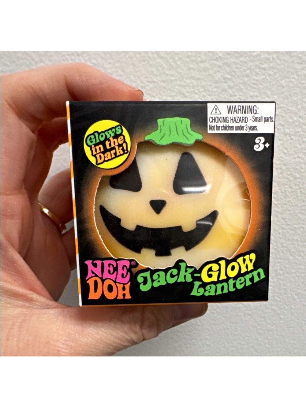 Nee Doh Jack-Glow Lantern - Glow-in-the-Dark Orange Pumpkin
